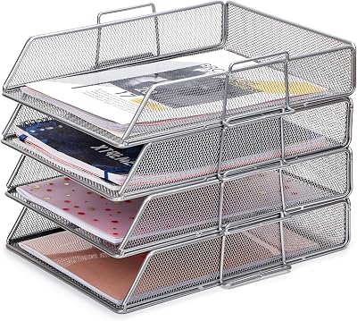 EXERZ Mesh Paper Sorter 4 Pack Desk Organizer A4 File Holder