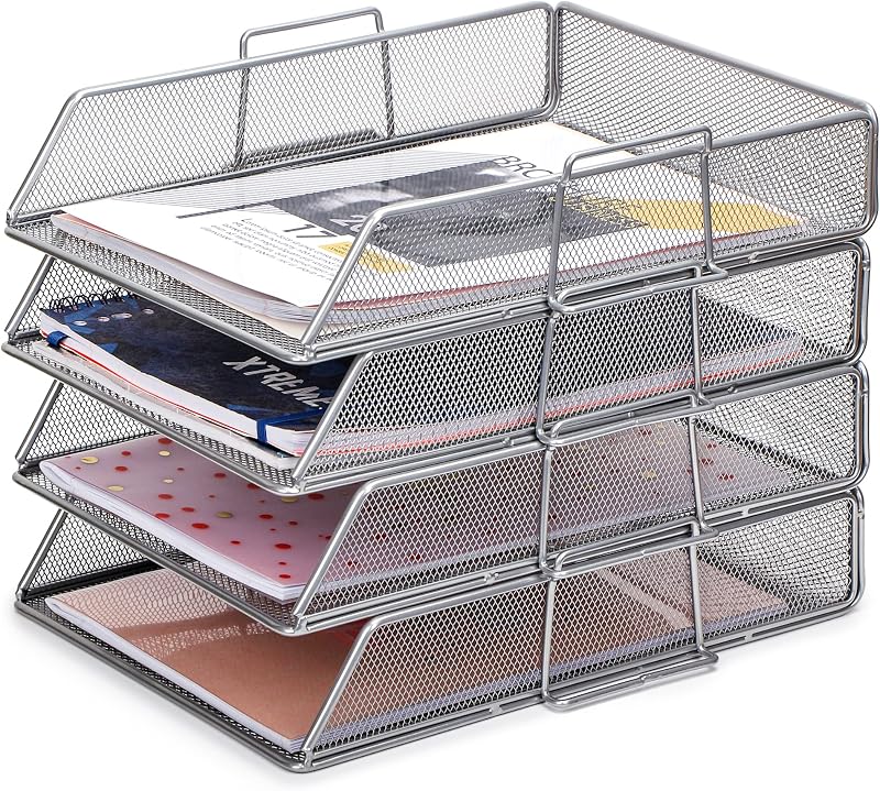 EXERZ Mesh Paper Sorter 4 Pack Desk Organizer A4 File Holder