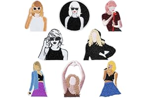 Kirako 8 Pcs Singer Embroidered Patches Cartoon Sew Iron on Embroidery Applique Repair Patch Fashion DIY Craft Accessories Collection Merch Gifts for Music Fans Lover Girls Clothing Jeans Backpack Hat