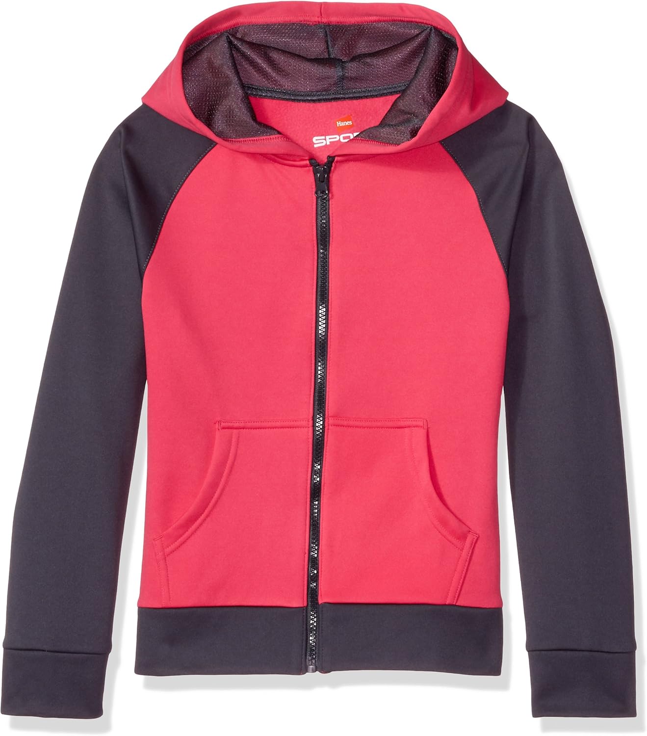 Hanes Girls' Big Tech Fleece Raglan Zip Hood: Clothing