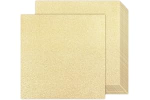 Gold Glitter Cardstock 12x12 Double-Sided 24 Sheets, Goefun Champagne Gold No-Shed Glitter Paper 280GSM/100lb Thick Card Stoc