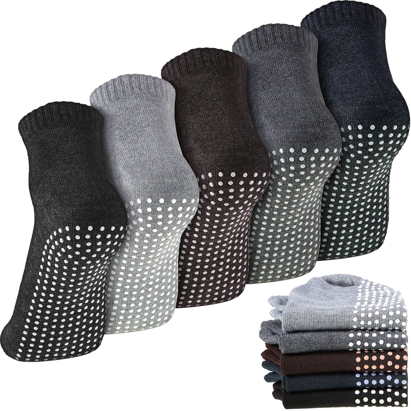 Photo 1 of Geyoga 5 Pairs Unisex Non Slip Socks Anti Skid Slipper Barre Socks for Yoga Pilates Barre Home Workout (Mixed Color)