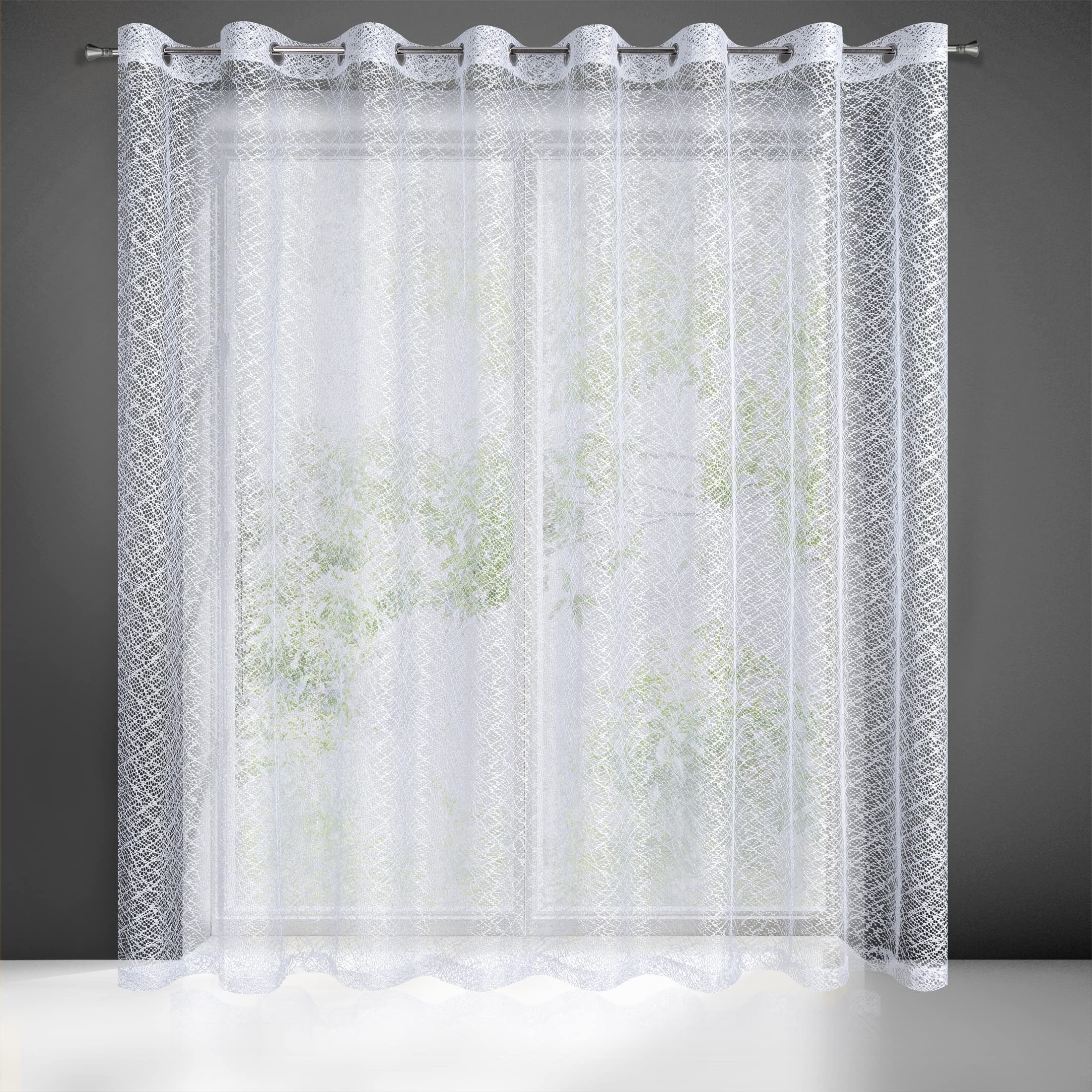 Eurofirany AMANDA Net Curtain with Eyelets - 1 Pc, Window Curtain, Transparent, Sheer Curtain for Living Room Bedroom Children's Room Dining Room, W118 x L98, White