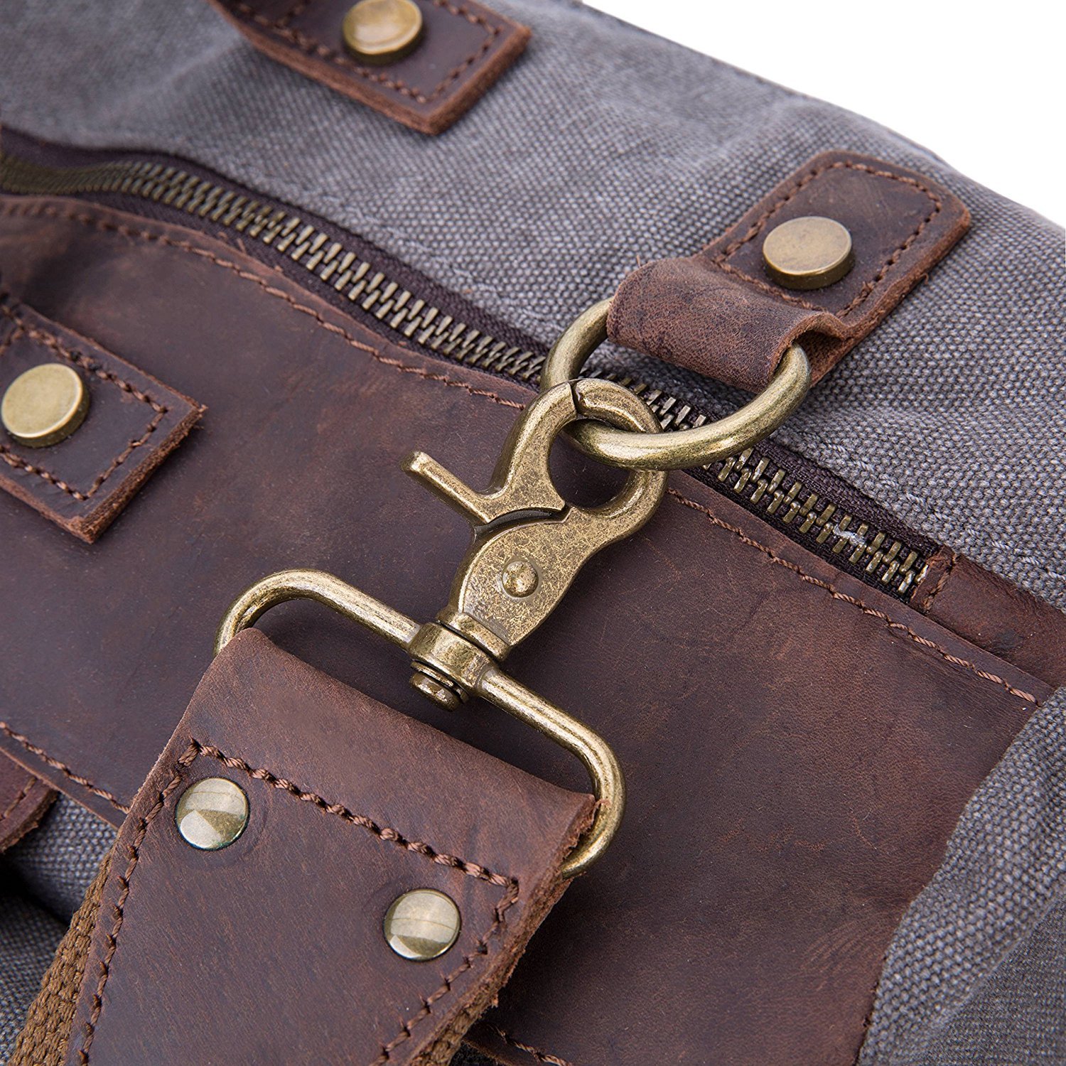 Bolsa de viaje de cuero de gran tamaño de lona para fines de semana o noches lienzo bolso bolsa de hombro-Gris