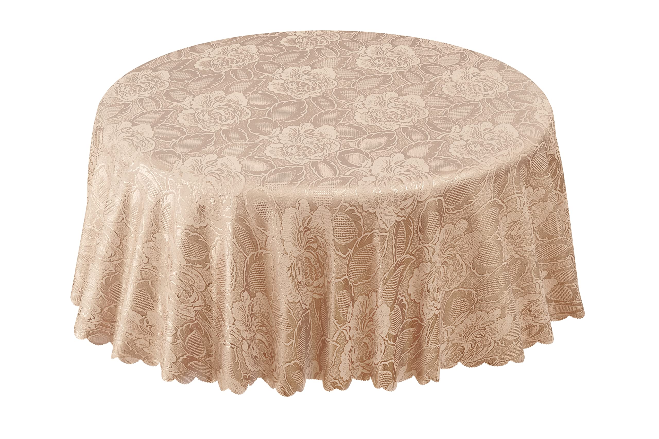Emma Barclay Damask Rose - Jacquard Table Cloth in Coffee - 63" (160cm) Round — image 1