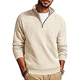 PJ PAUL JONES Men's Quarter Zip Sweaters Slim Fit Long Sleeve Casual Pullover Sweater Knit Textured Mock Neck Polo Sweaters