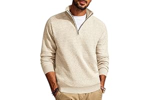 PJ PAUL JONES Men's Quarter Zip Sweaters Slim Fit Long Sleeve Casual Pullover Sweater Knit Textured Mock Neck Polo Sweaters