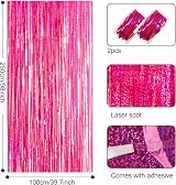 YAAVAAW Glitter Hot Pink Tinsel Curtain Backdrop 2pc 3.2x8.3ft DIY Party view 2
