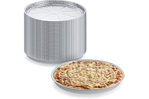 DCS Deals Pack of Disposable Round Foil Pizza Pans – Durable Pizza Tray for Cookies, Cake, Focaccia and More – Size: 12-1/4" x 3/8" (25)
