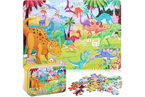 YOGEON Puzzles for Kids Ages 4-8, 3-5,100 Piece Dinosaur Puzzles for Toddler 4-6,Floor Puzzle Age 5-7 Children Learning Preschool Educational Puzzles Toys for Boys and Girls