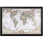 Push Pin Travel Maps Customizable Wall Art - Executive World - Black Frame - Framed Pin Map, Includes 150 Pins - Handcrafted in USA - 27.5" x 39.5"