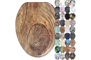 Sanilo Soft Close Toilet Seat ELONGATED, Quiet and Slow Close Lid and Seat, Strong Bumpers and Hinges, Rustic