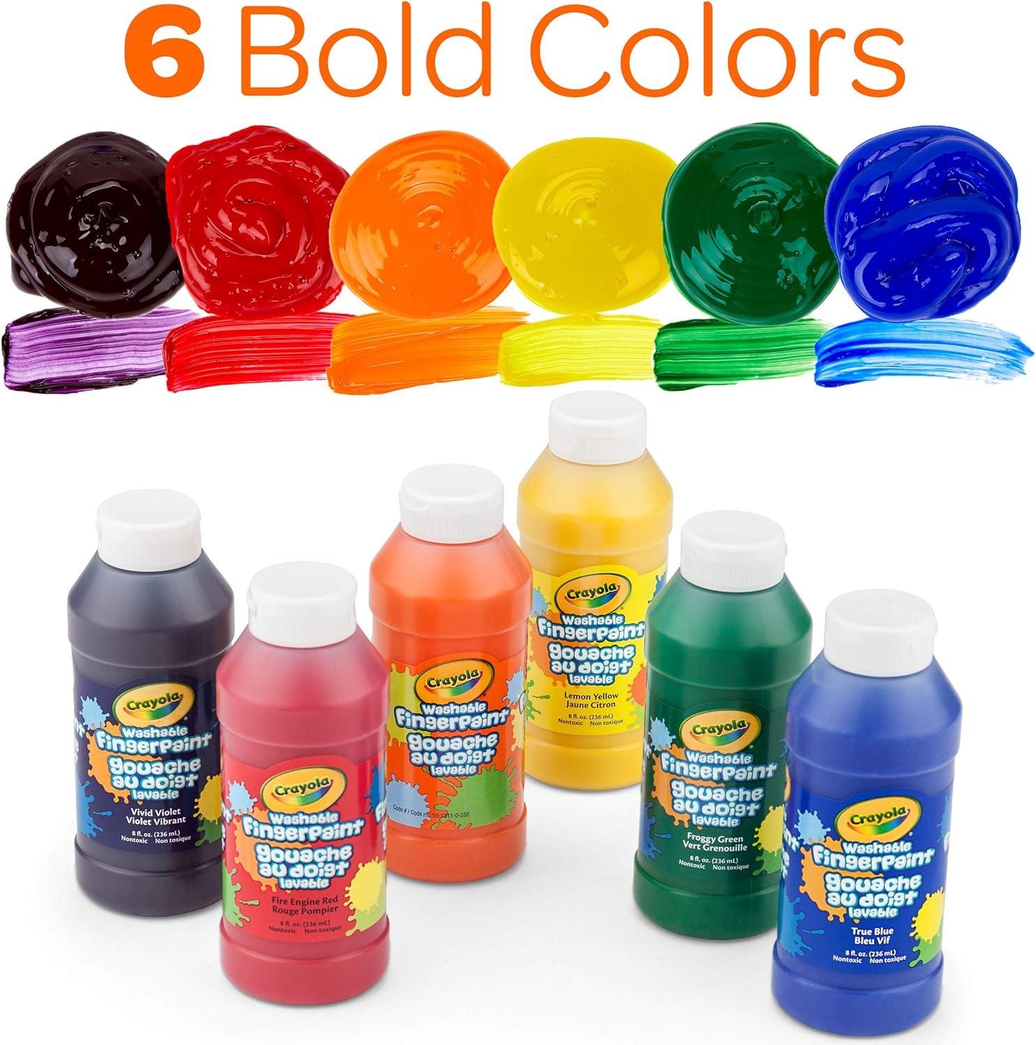 Crayola Washable Finger Paints, Stocking Stuffers for Toddlers & Kids, 6 Count: Toys & Games