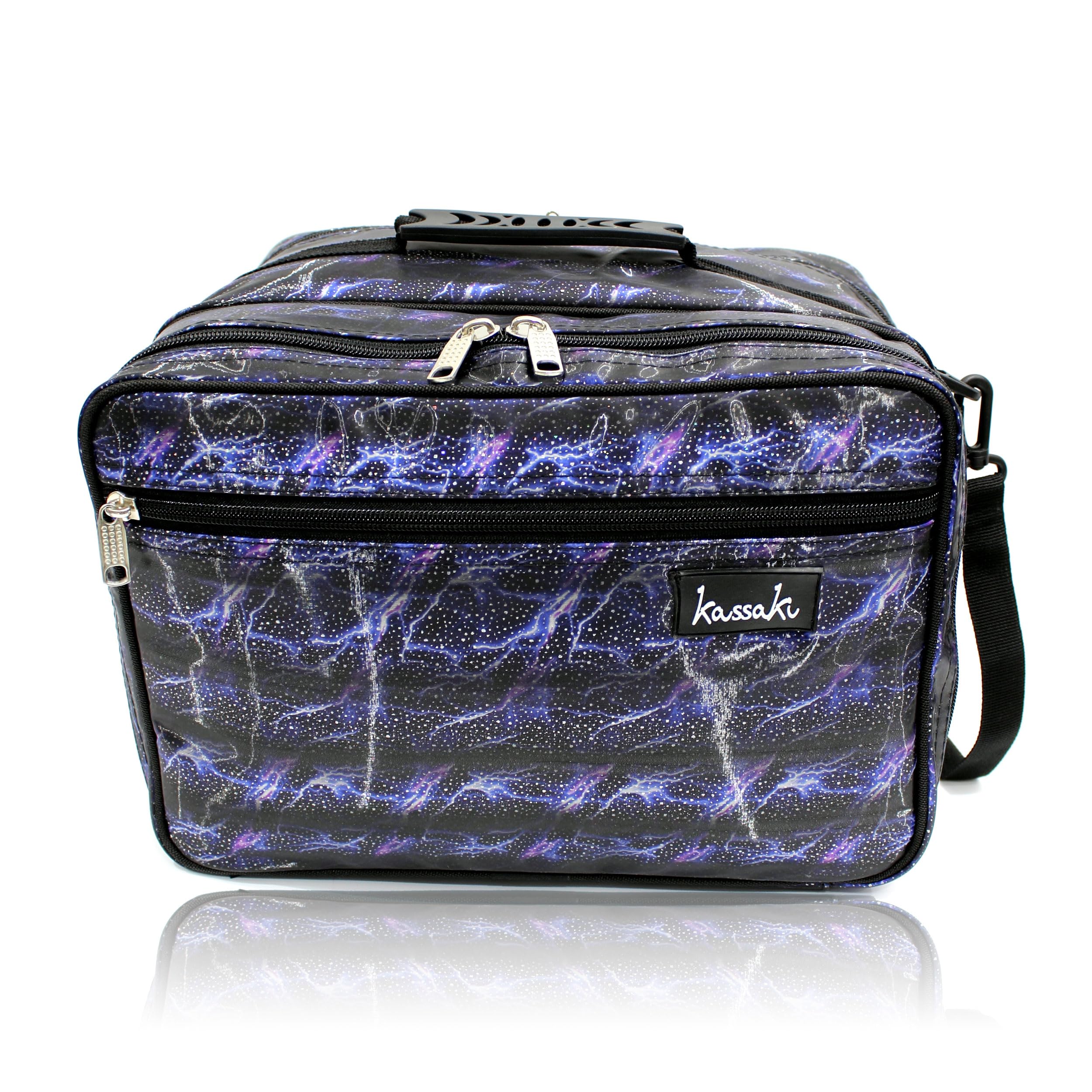 Kassaki Hairdressing Bag – Barber Tool Kit Organizer with Multiple Zip Pockets-Scissor Loops & Compartments – Professional Hairdresser Bag for Equipment (Blue)