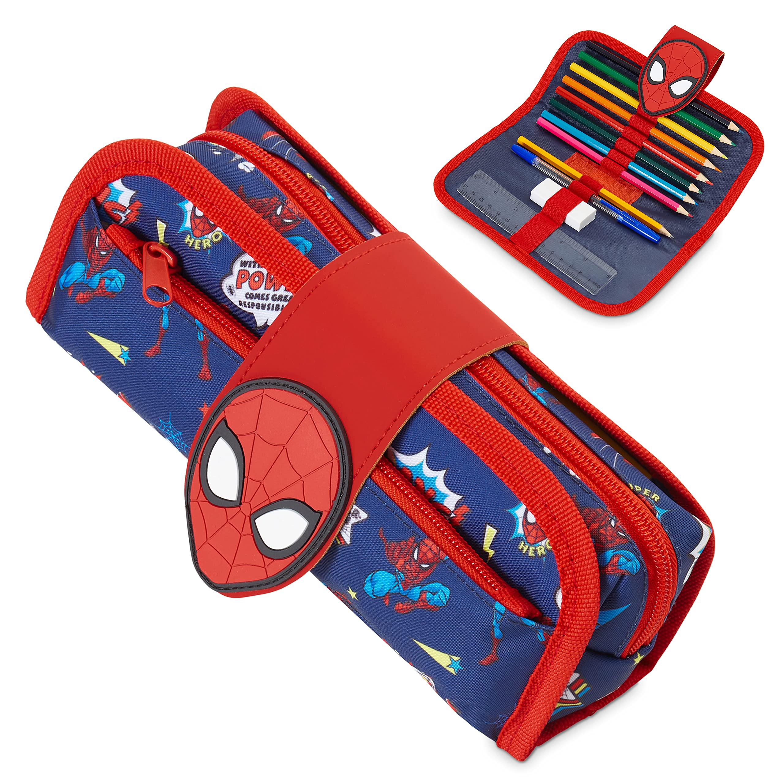 Marvel Boys Pencil Case Spiderman Pencil Cases for Kids with Stationery