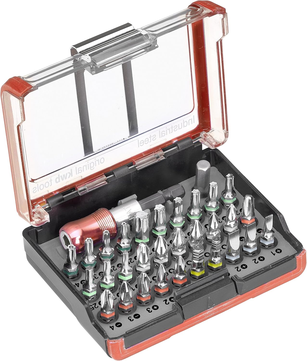 kwb Standard Bit Box - 32 pcs. incl. Bit holder, 1/4 inch adapter and hexagon drive according to ISO 1173