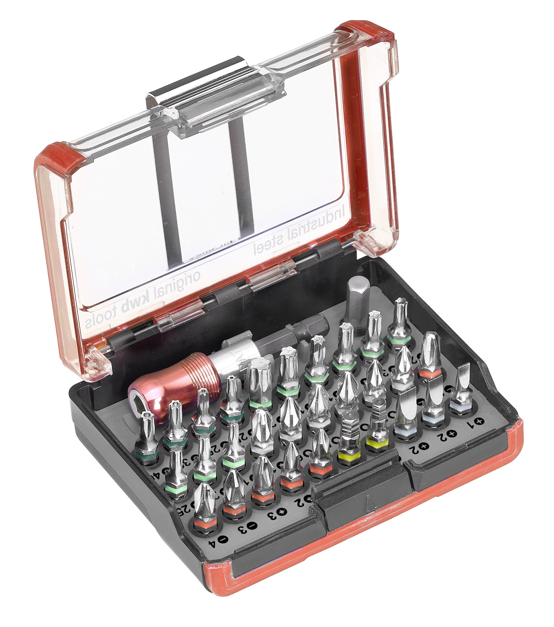 kwb Standard Bit Box - 32 pcs. incl. Bit holder, 1/4 inch adapter and hexagon drive according to ISO 1173