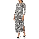 Anne Klein Women's Printed Side Ruched Midi Dress