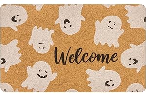 Mealah Spider Web Dark Coir Doormat - Half Circle Non-Slip Welcome Door Mat Halloween Decor Mat 17x29 inch Indoor Mat (Ghost, 17''x29'')