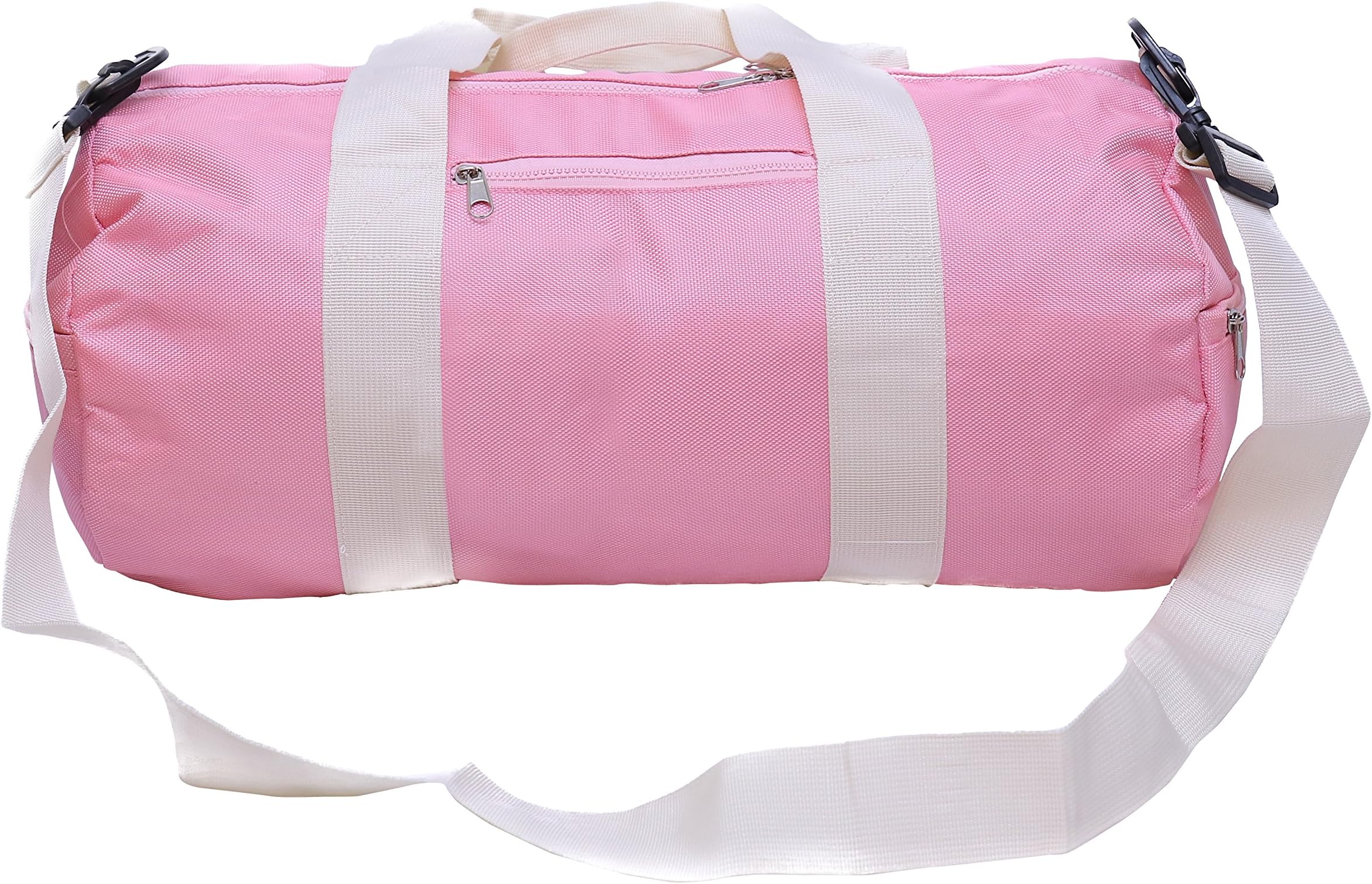 Lightweight Waterproof Foldable Duffel/Barrel Holdall Bag for Travel Gym Sports Overnight Weekend (Pink/Cream)