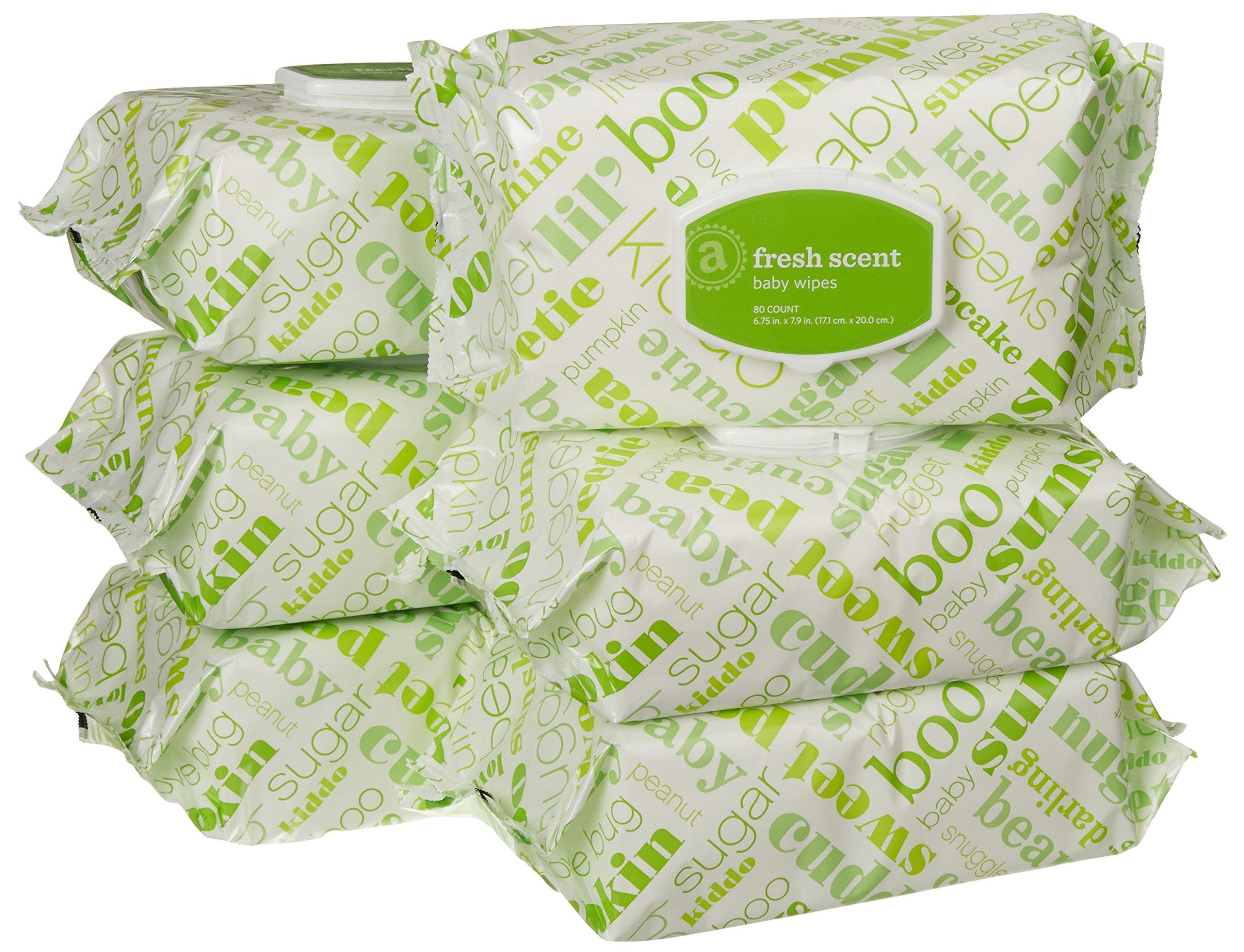 Amazon Elements Baby Wipes, Fresh Scent, 480 Count, FlipTop Packs