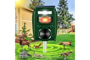 JAHY2TECH 2024 Upgraded Ultrasonic Animal Repellent Outdoor,Cat Repellent Solar Animal Repeller with Motion Sensor Strobe Light Deer Repellent to Scare Rabbit Squirrel Coyote Raccoon Skunk Repellent for Yard