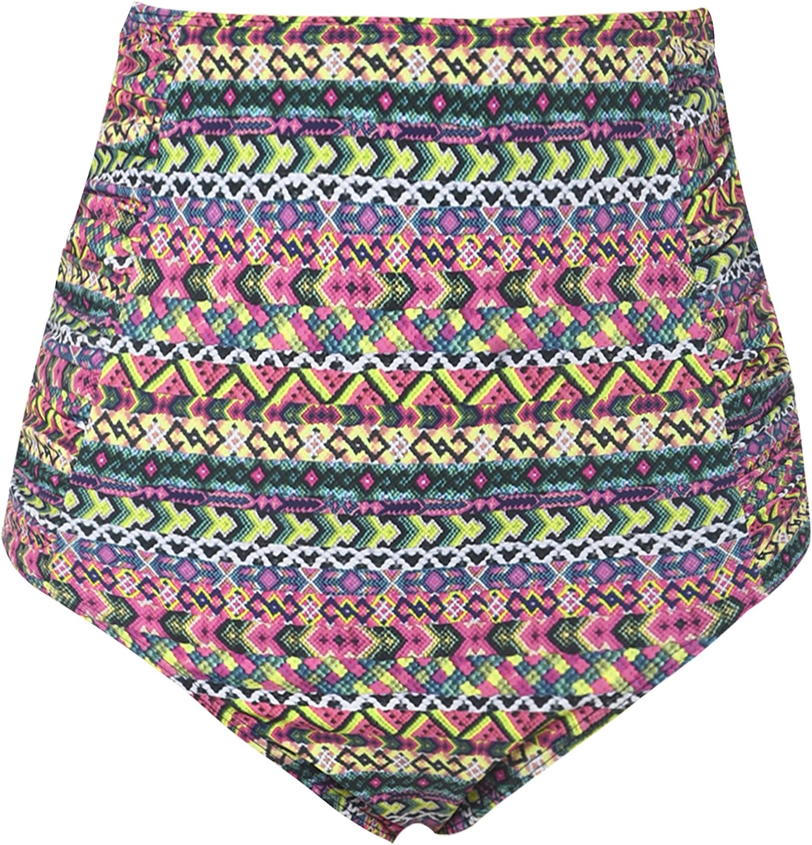 Septangle Women's Vintage High Waisted Bikini Bottom Shirred Tankini Briefs