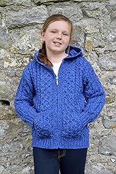 Aran Crafts Kid's Irish Cable Knitted Wool Hooded