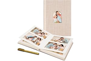 Remowith Premium Small Photo Album 4x6 with 60 Pockets, Linen Cover Memory Book with Writing Space Ideal for Wedding Photo Albums, Baby Books, and Travel Journals, Pink
