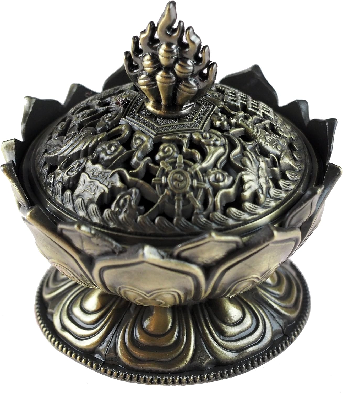 Metal Lotus Flower design Ornate Incense Cone holder by SD Amazon.co