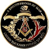 Brotherhood of Man Round Masonic Auto Emblem - [Black &amp; Gold][3'' Diameter]