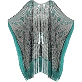 BABEYOND 1920s Sequin Beaded Shawl Wraps Fringed Evening Cape Scarf for Wedding