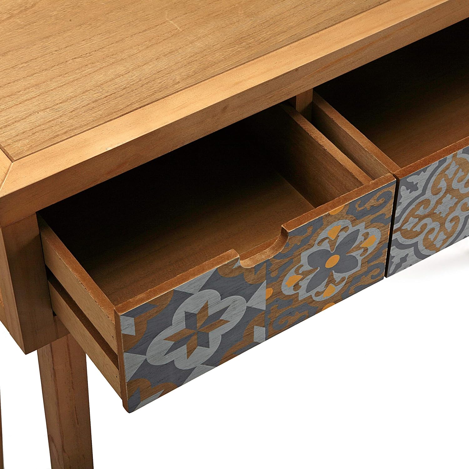 Versa Alfama Narrow Hallway Hallway Console Table with 2 Drawers, Dimensions H 81.5 x W 30 x L 90 cm, Wood, Colour: Grey - Image 5