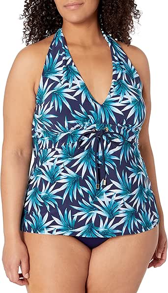 Amazon.com: Amazon Brand - Coastal Blue Women's Plus Size Control Swimwear Tankini Top: Clothing