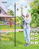 iBorn Bird Feeder Pole 1 Inch Thick, 5-Prong Stabilizer, 4 Top/Adjustable Hooks view 4