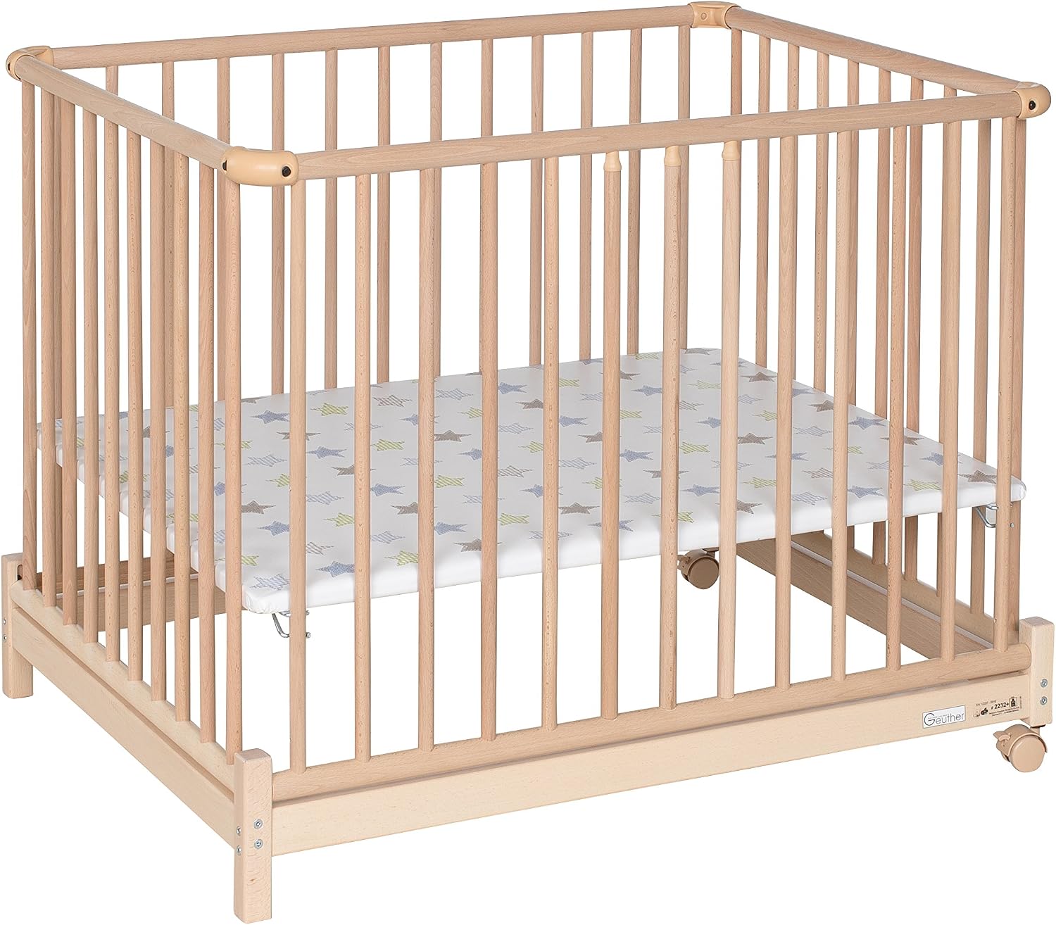 Blanc Motif Du Fond Etoiles 2232 Bois Pliable 76 Cm X 97 Cm Parc Bebe Euro Parc Geuther Ajustable En Hauteur Mobilier Parcs
