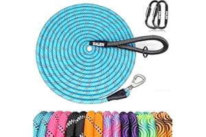 ZALER Long Dog Leash, 50 feet 30ft 20ft 15ft 10ft Dog Training Lead, Heavy Duty Reflective Check Cord Recall Leash for Dogs Training, Playing, Camping, or Backyard (30FT, Blue)