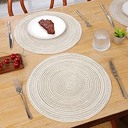 SHACOS Round Braided Placemats Set of 4 Washable