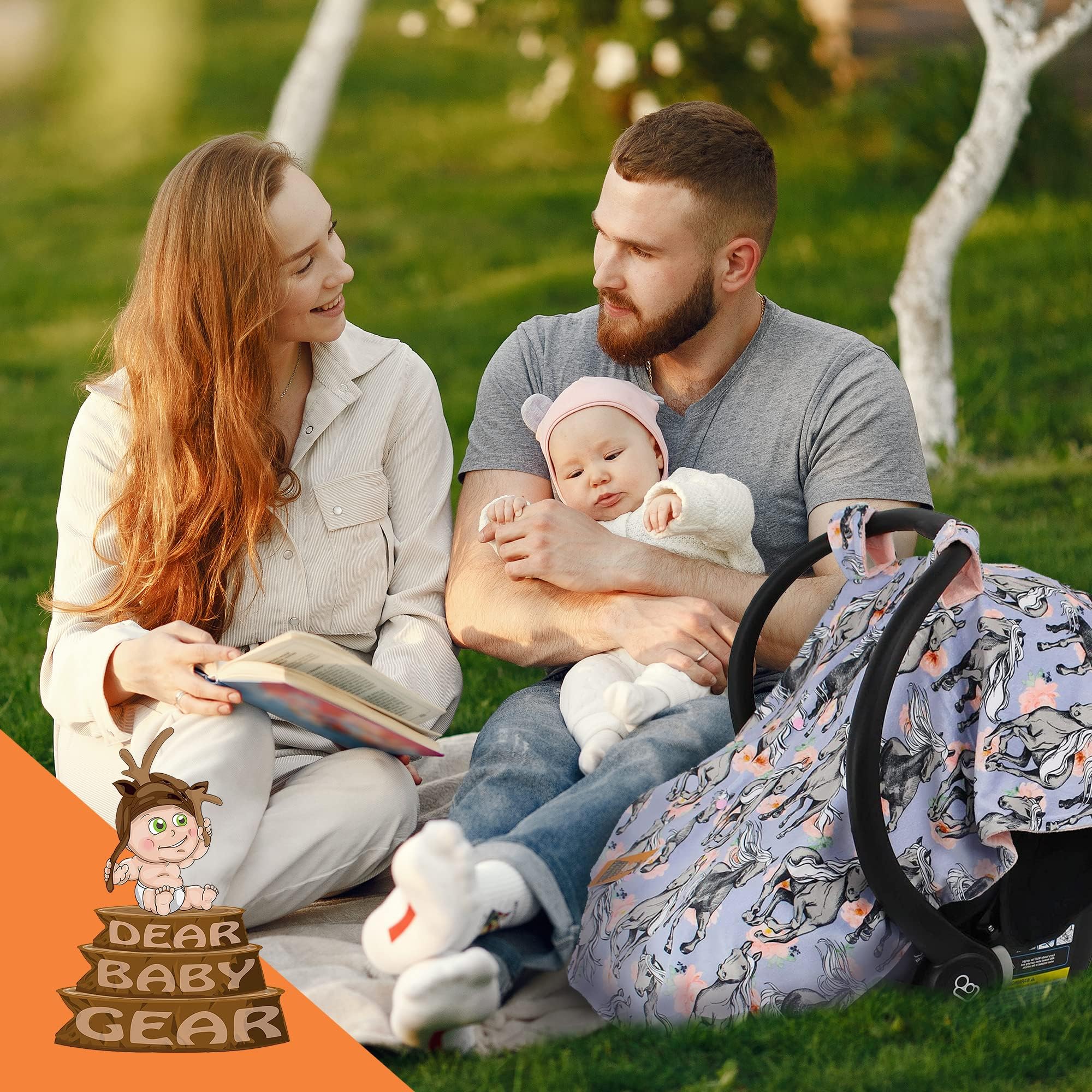 Dear Baby Gear - Car Seat Canopy - Infant Car Seat Covers - Carseat Canopy for Boys and Girls - Car Seat Cover w/Snap Opening - 40
