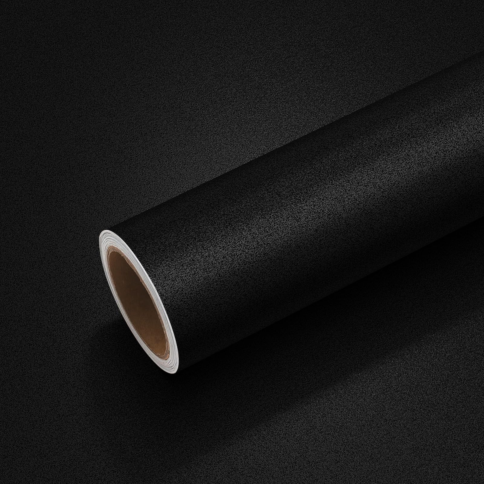 VEELIKE Sticky Back Plastic Roll Matte Worktop Covering Black Wallpaper Waterproof Vinyl Contact Paper for Dining Table Fireplace TV Unit 40cm x 900cm