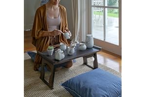 ENSO SENSORY Kiri Altar Table - Premium Japanese Meditation Table & Shrine Stand - Folding Chabudai Tatami Puja Table - Low Tea Table for Sitting on the Floor -Sleek Finish, Lightweight Paulownia Wood