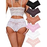 Sexy Underwear for Women Petal-soft Lace V-waisted Boy Shorts Cute Cheeky Ladies Panties Fashion Lightweight Lingerie 6 pack