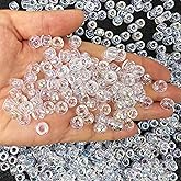 350pcs AB Color Pony Beads for Bracelets,6 * 9mm Clear Acrylic Kandi Bead for Friendship Jewelry Making,Hair Beads for Braids(Clear-AB)