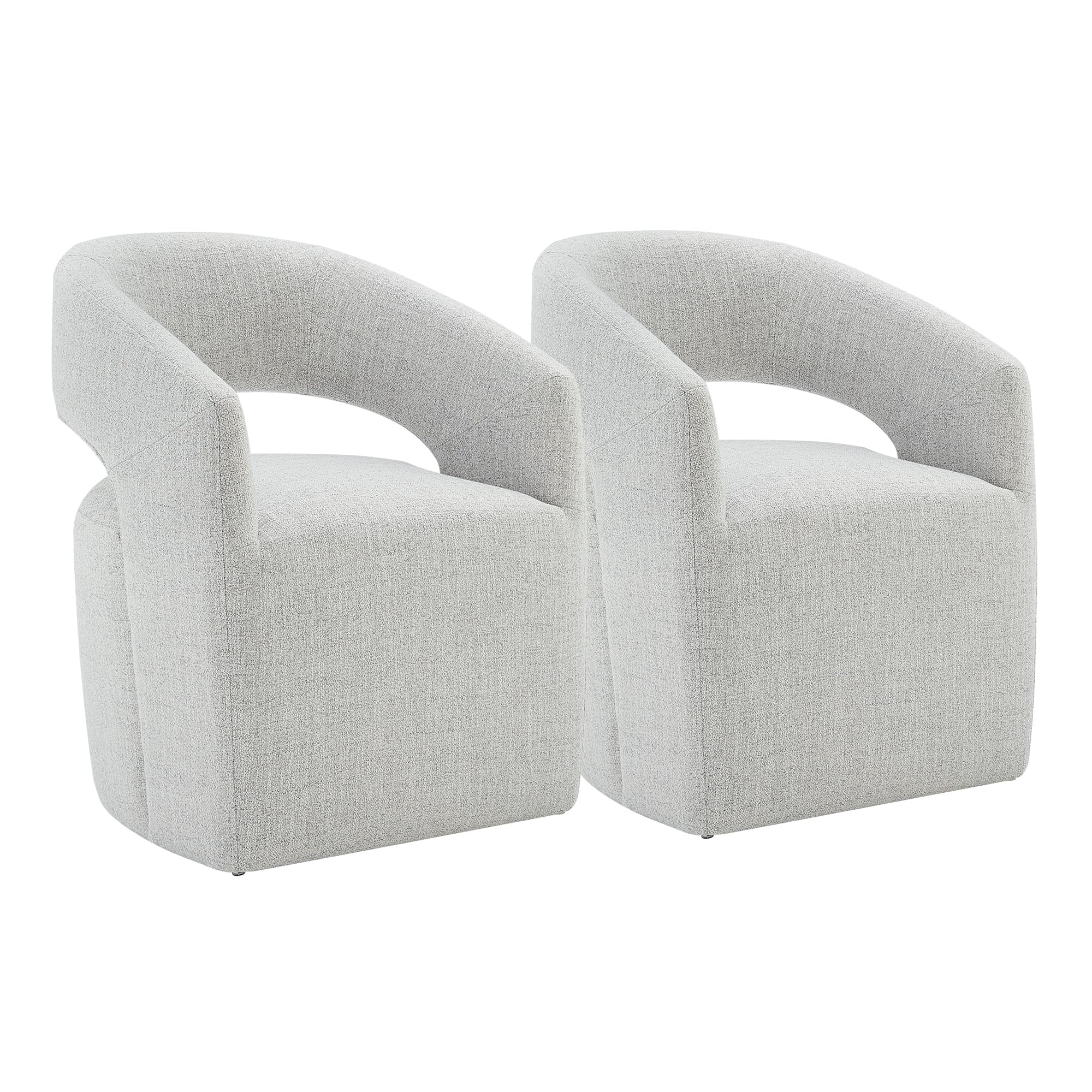 KISLOT Upholstered Dining Chairs with Casters No Assembly Modern Barrel ...