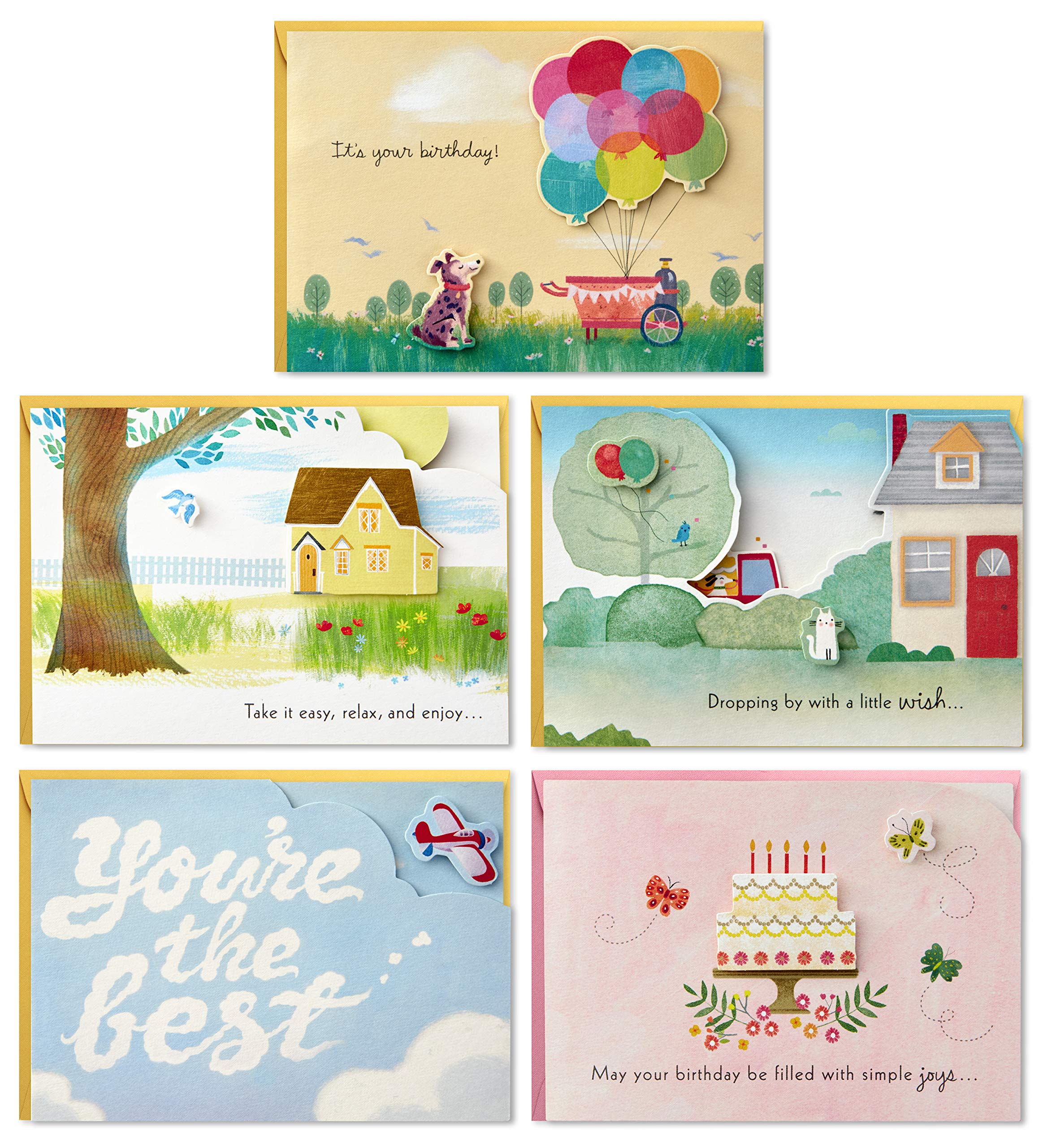 Hallmark Paper Wonder Pop Up Birthday Cards Assortment (5 Cards with Envelopes)