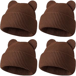 ZUPPAD 4 Pack Baby Toddler Beanie Hat with Bear Ears，Soft Knitted Winter Skull Cap for Kids Cute Solid Color Set29