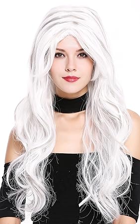 Ghost Wig Long Wavy Silver Grey Old Woman Ladies Witch Party