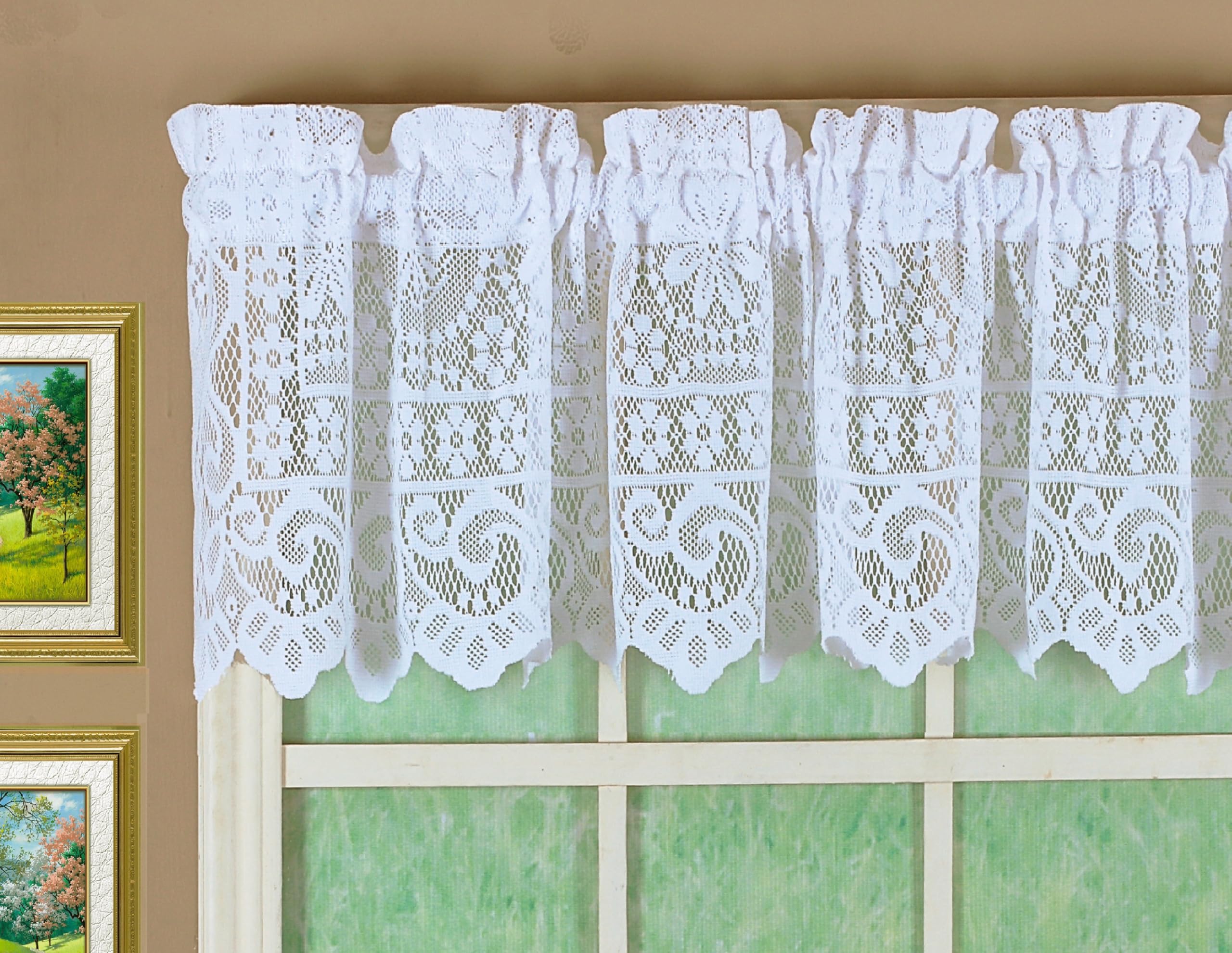 Today's Curtain Hopewell Premium Lace Valance 12", White, 58W x 12L