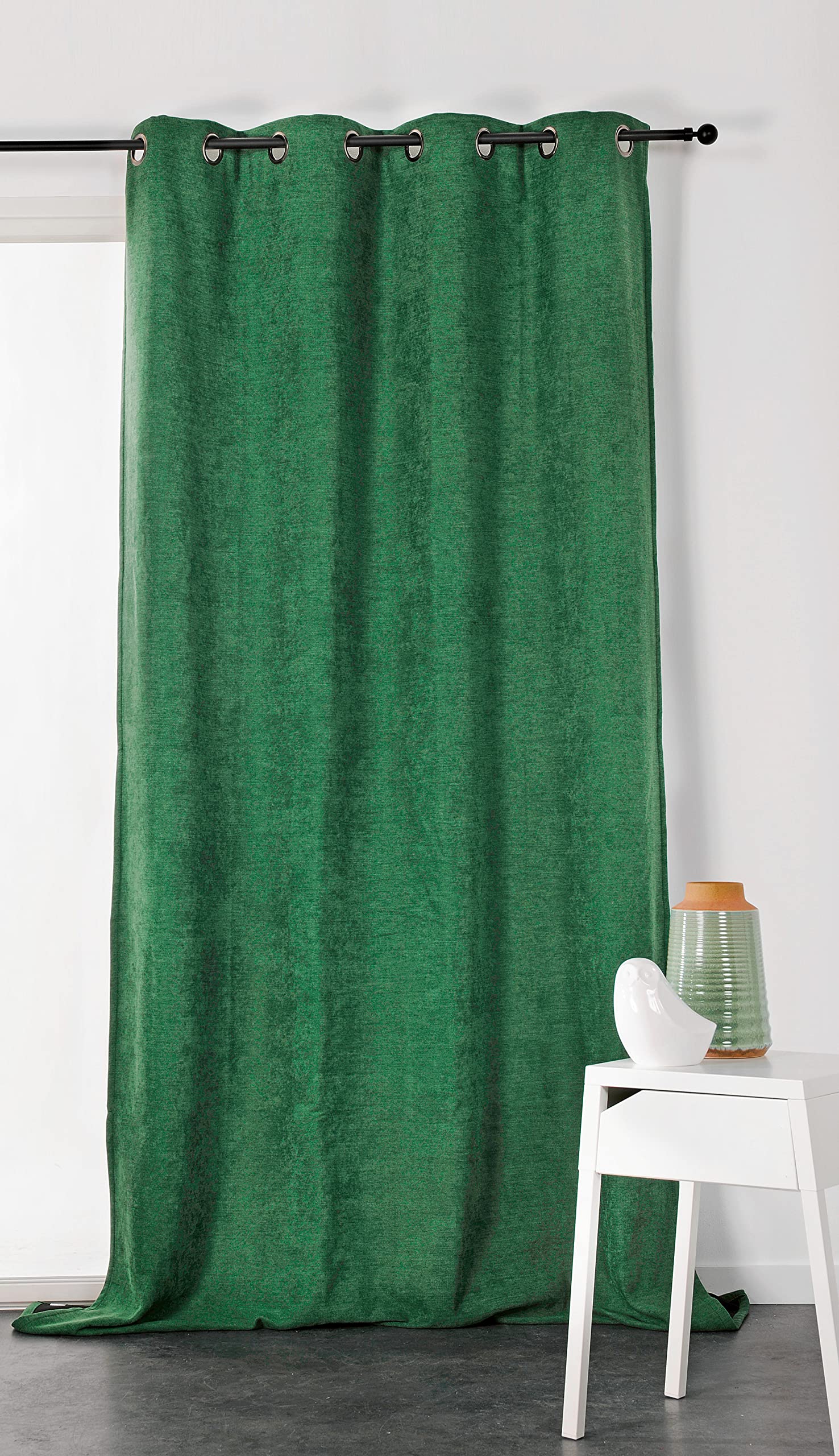 Linder Panel Curtain with Eyelets, Polyester, Moss Green, 140 x 260 cm