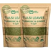Holy Basil Tea, 8 Oz with Ginger and Turmeric, Tulsi Krishna Cut & Sifted Herbal Tea, Dried Pure Holy Basil Tulsi Leaves, Immune support with Multiple Herbs Benefits (Pack of 2)